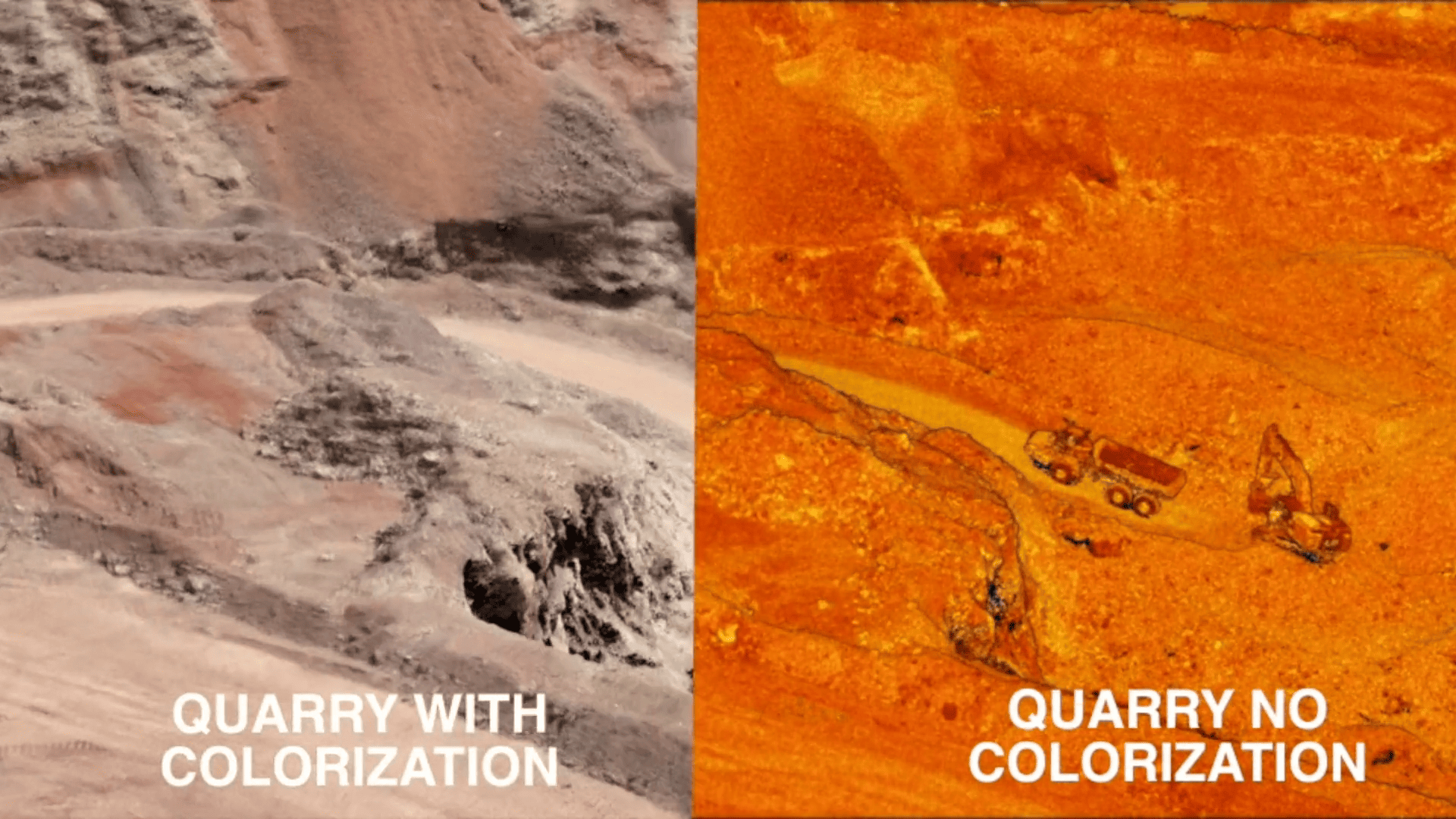 A LiDAR point cloud with true color colorization on the left.